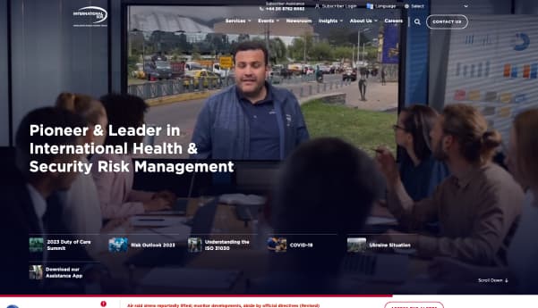 International SOS - screenshot of desktop image