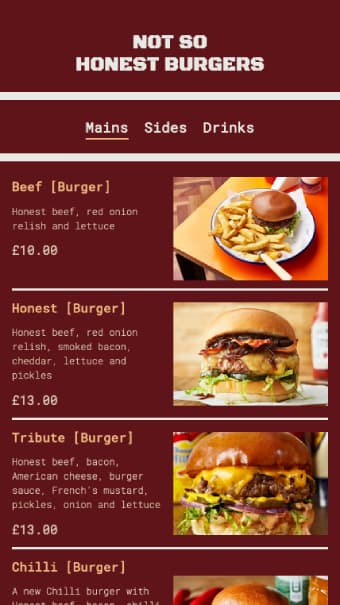 Not so honest burger app image mobile 2