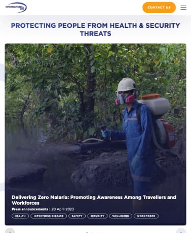 International SOS - screenshot of tablet