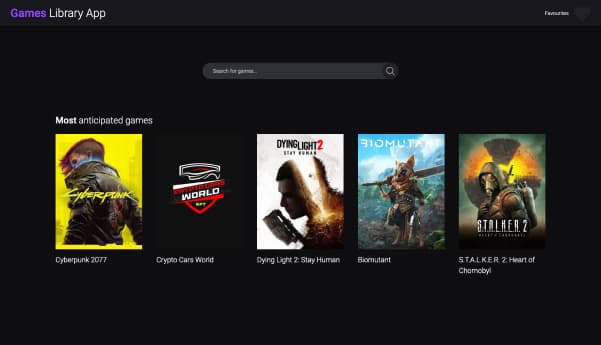 Games Library App - screenshot desktop